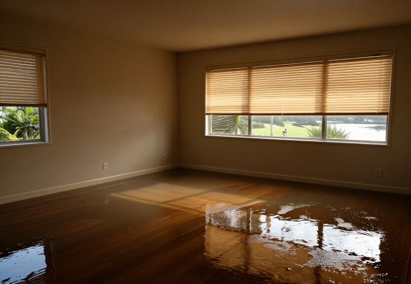 Water-damaged restaurant kitchen in Campsie with standing water